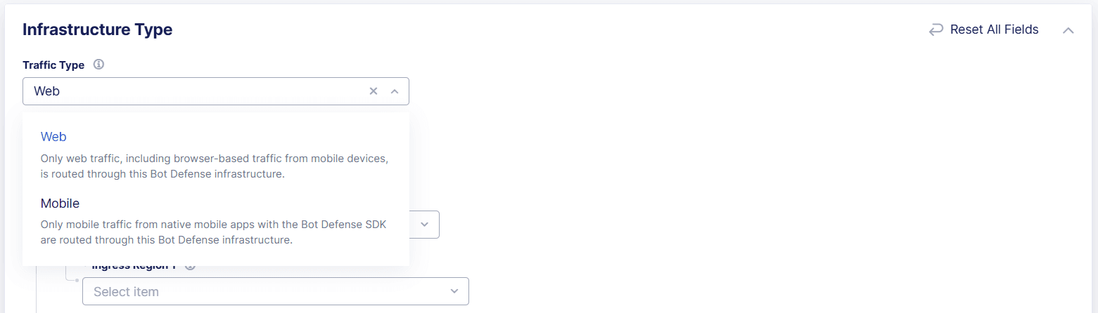 Figure: Select the Traffic Type