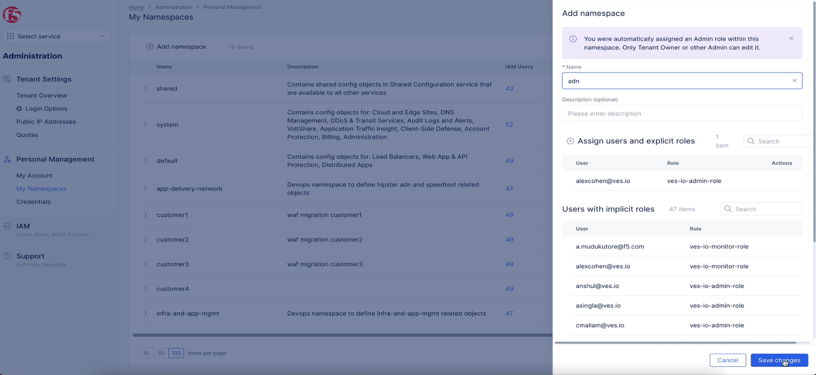 Figure: Create Namespace