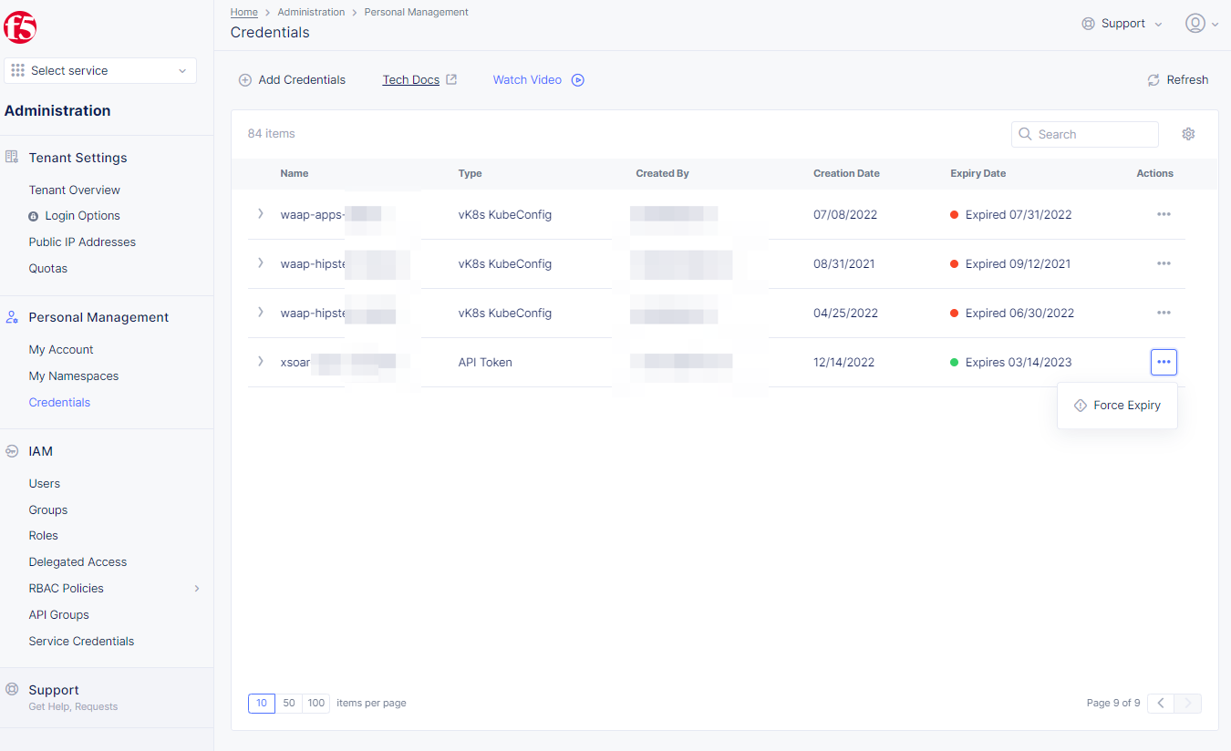 Figure: API Token Force Expiry Option