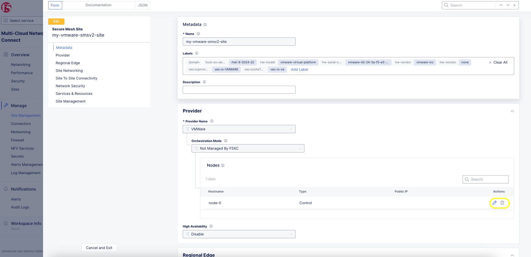 Figure: Edit Node Configuration