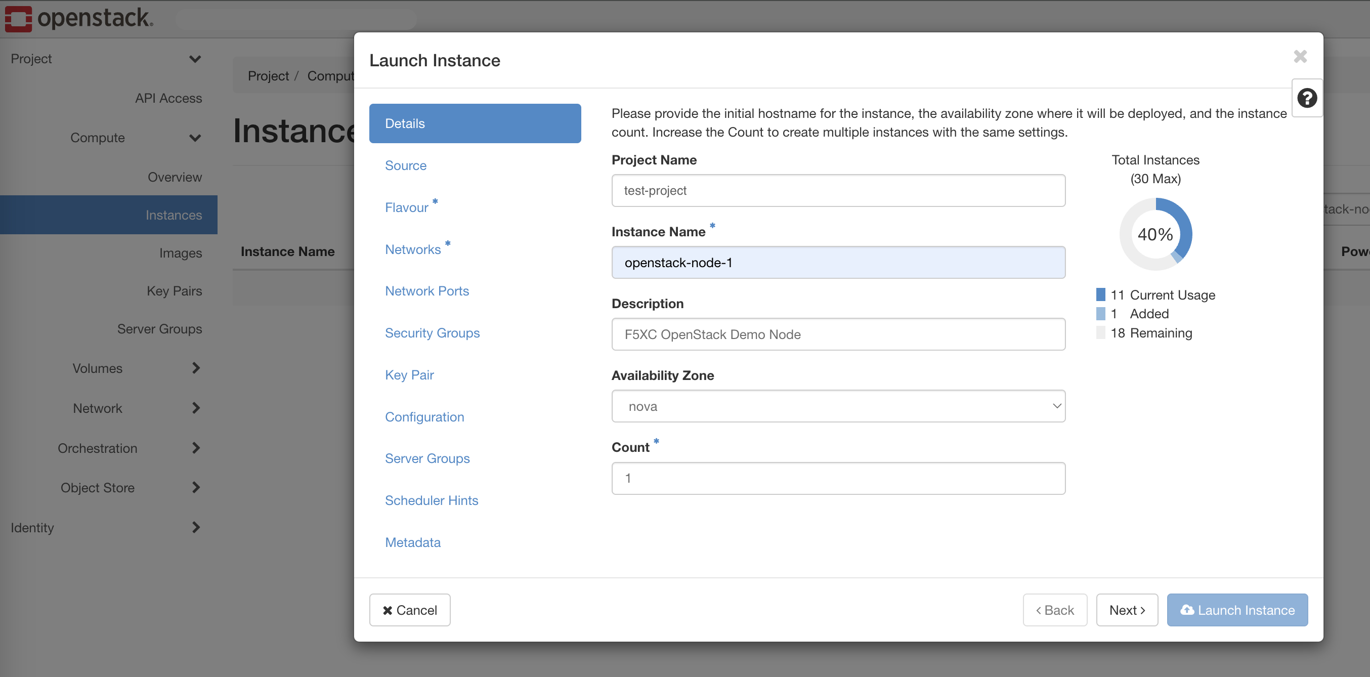 Figure: Launch Instance