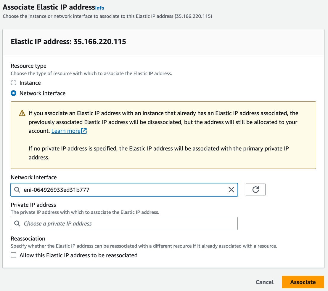 Figure: Associate IP Address to Interface