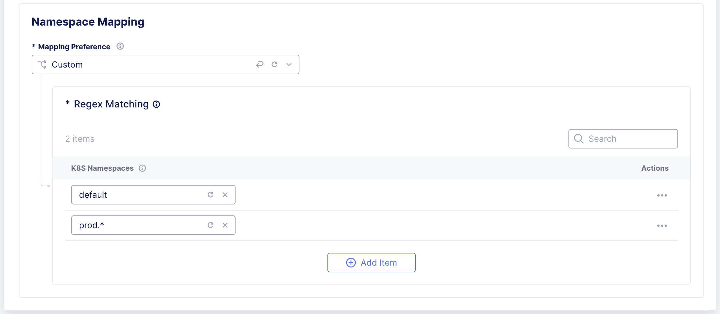 Figure: Configure Namespace Mapping