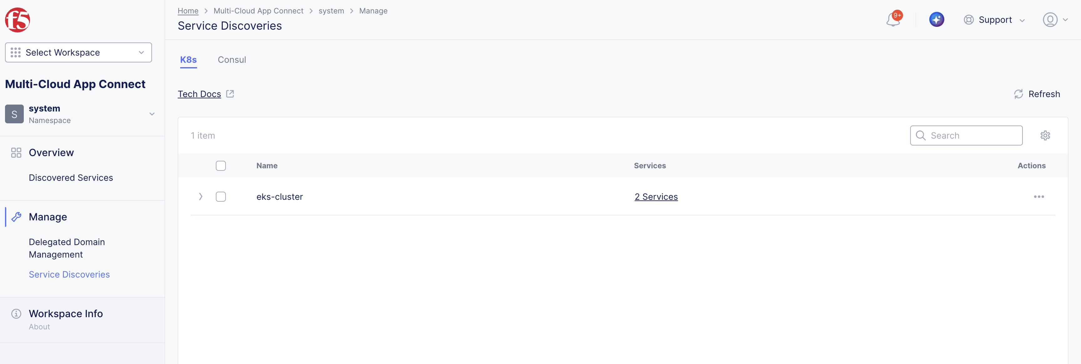 Figure: K8s Service Discovery in System Namespace