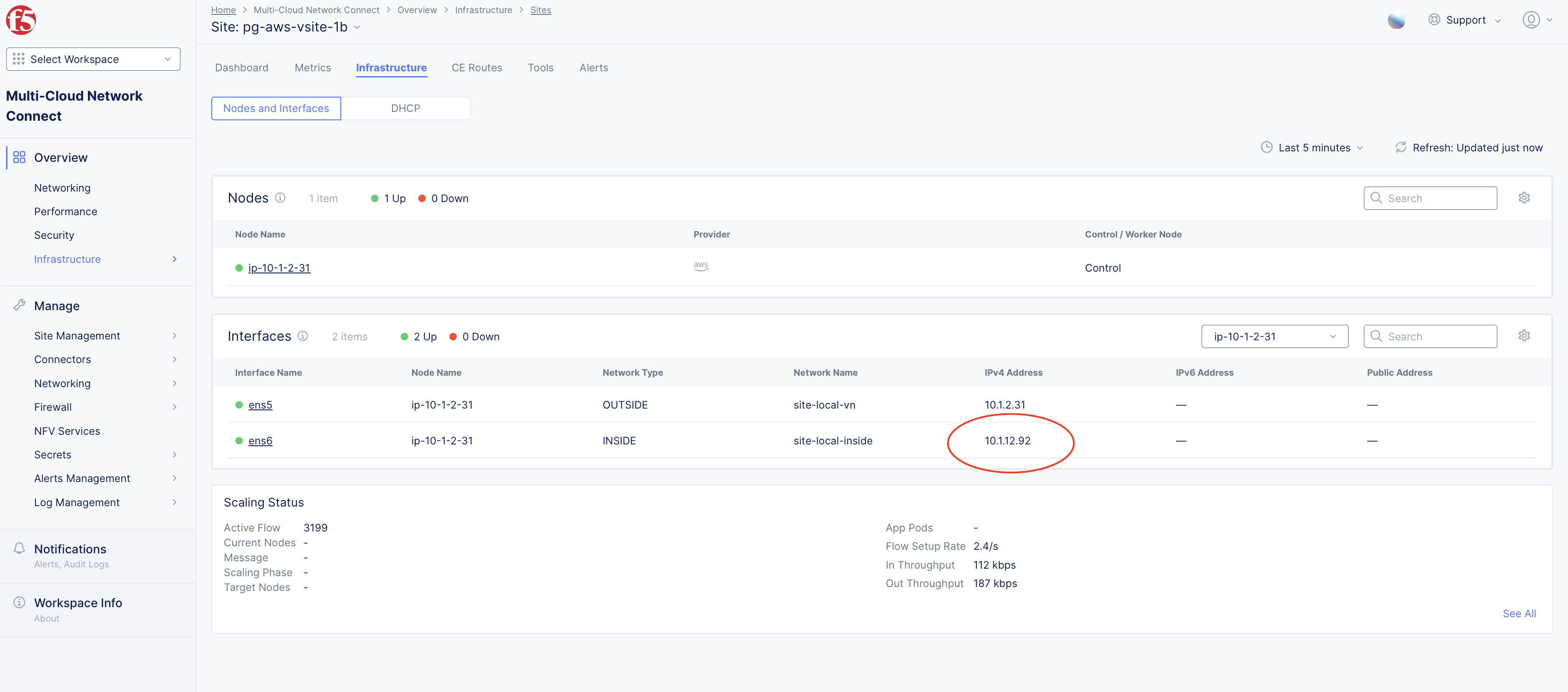 Figure: CE Site SLI Interface IP Address