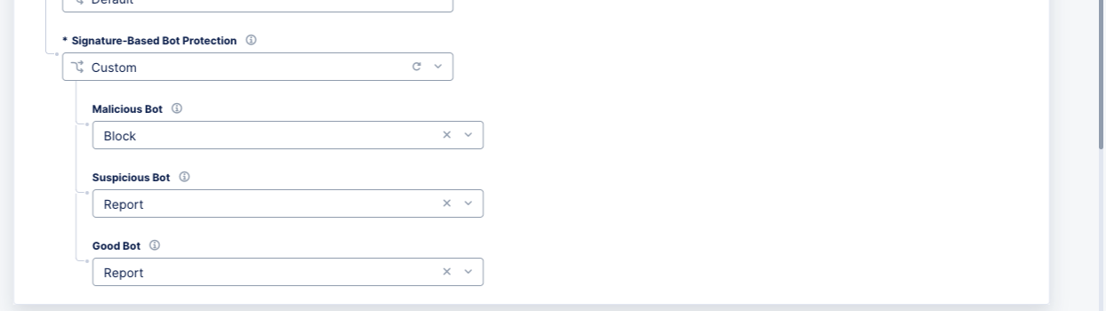 Figure: Signature Bot Protection Settings