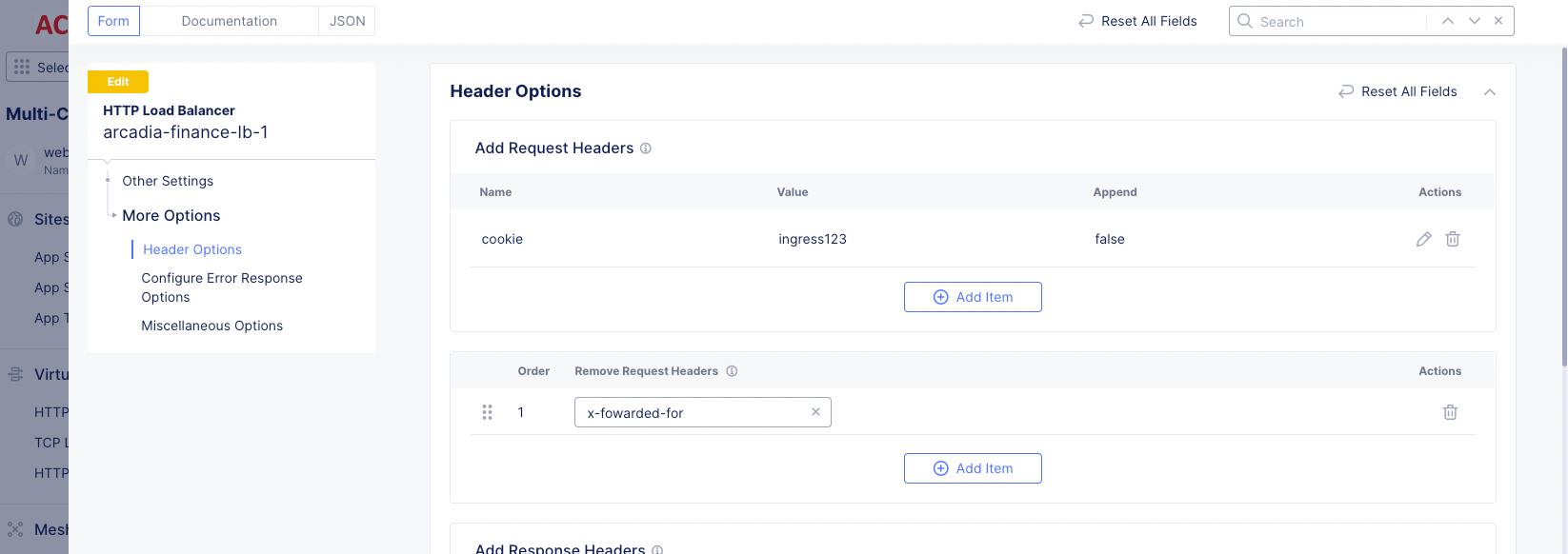 Figure: Remove Request Header