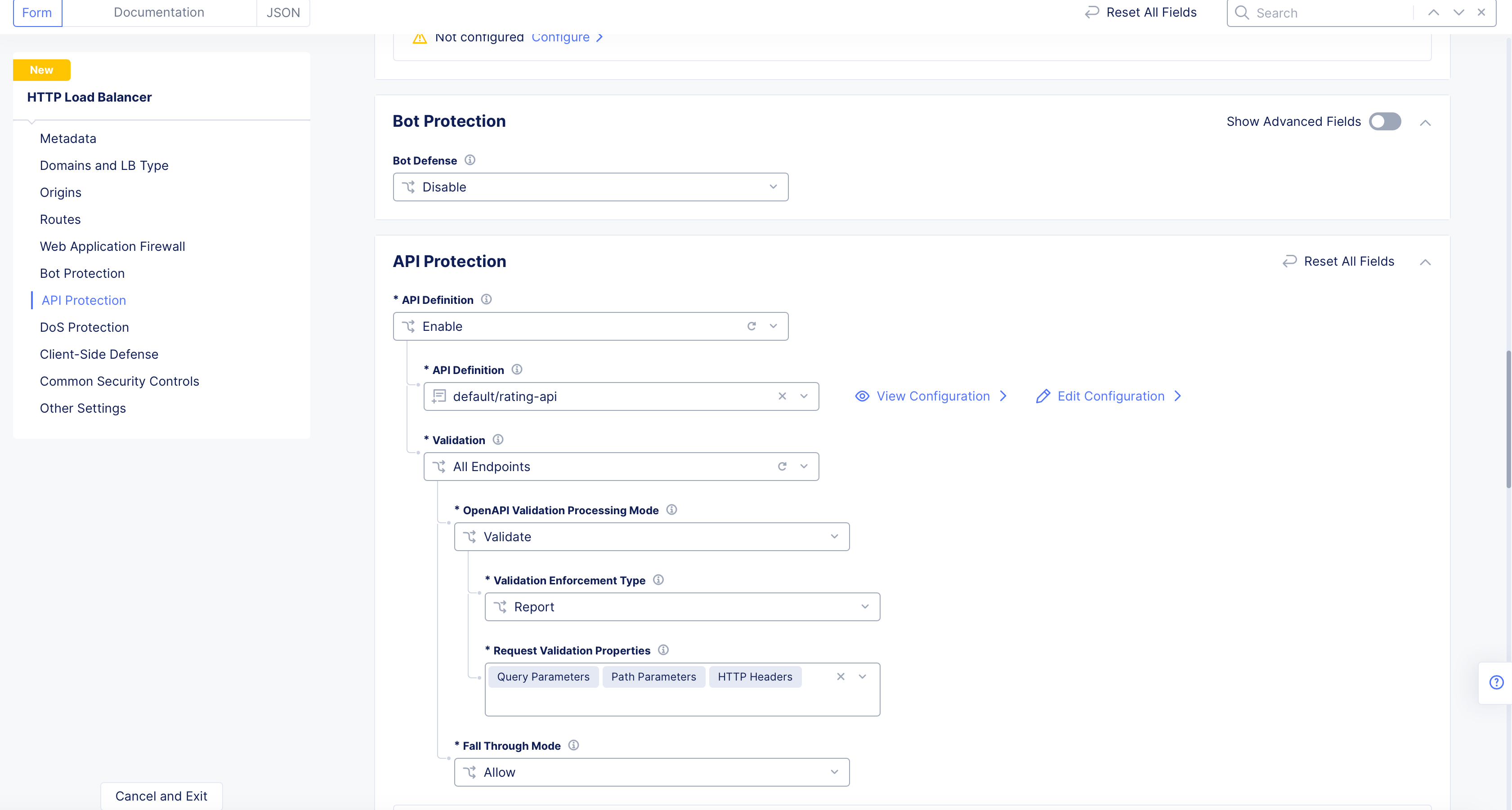 Figure: Select an API definition