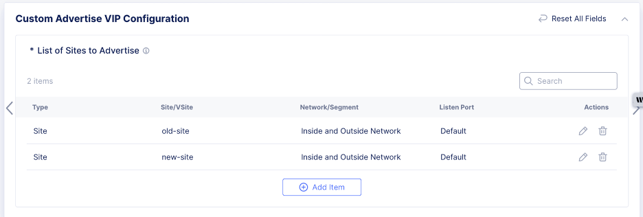 Figure: Add Custom VIP Configuration